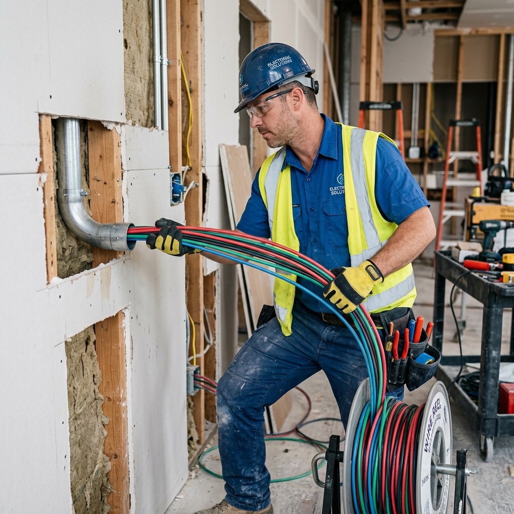Tendido de cables eléctricos para nueva instalación en vivienda